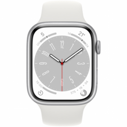 Apple Watch Series 8 GPS 45mm Silver Aluminium Case Sport Band - White EU