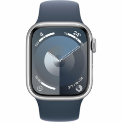 Apple Watch Series 9 GPS 41mm Silver Aluminium Case Sport Band S/M - Storm Blue EU