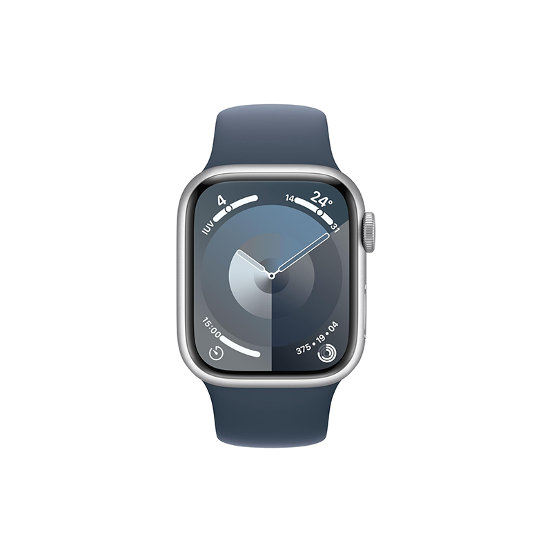 Apple Watch Series 9 GPS 41mm Silver Aluminium Case Sport Band M/L - Storm Blue EU
