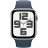 Apple Watch SE 2023 GPS 44mm Silver Aluminum Case Sport Band M/L - Storm Blue EU